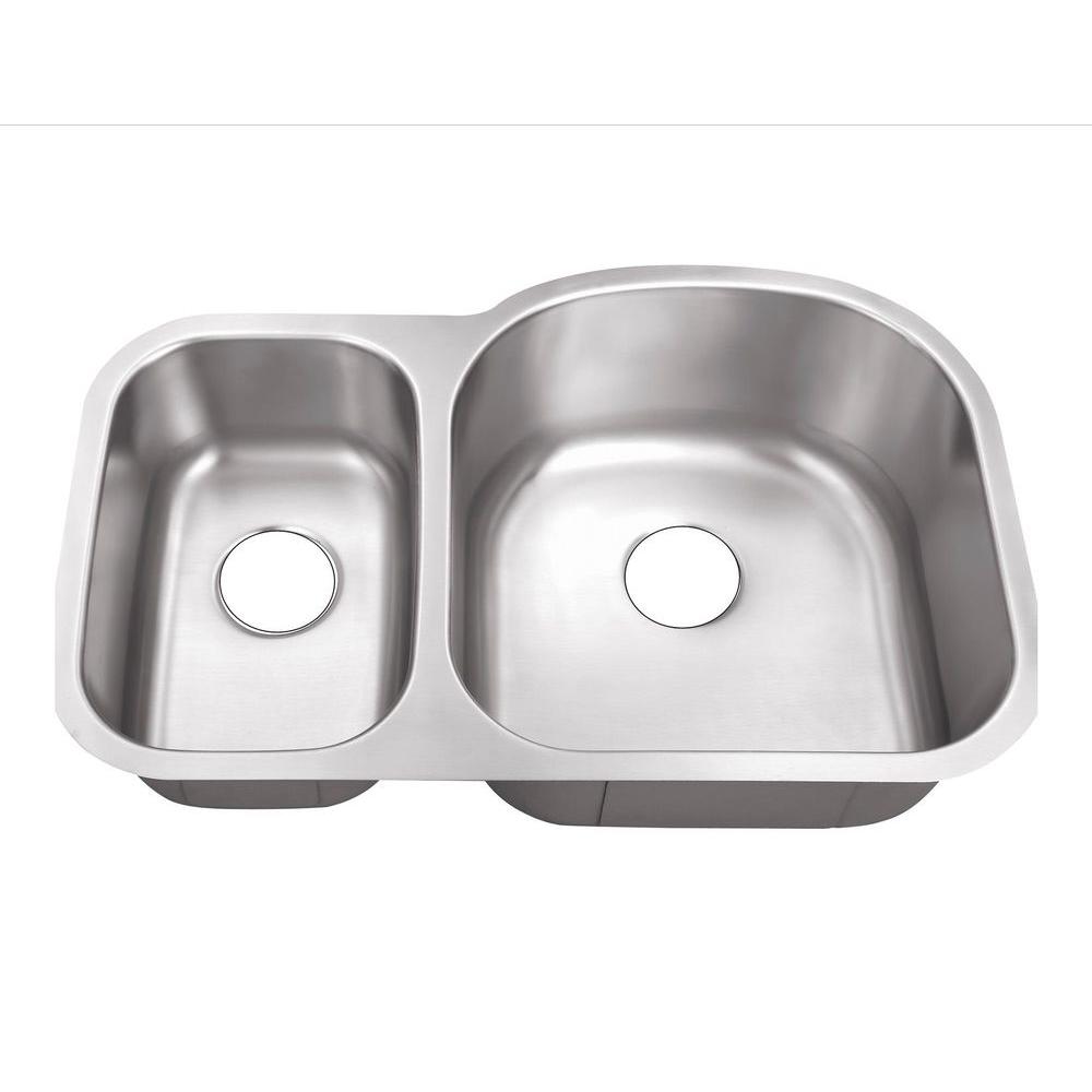 Belle Foret Undermount Stainless Steel 32 in. 0-Hole 30/70 Double Bowl Kitchen Sink, Satin Brush was $150.0 now $99.0 (34.0% off)