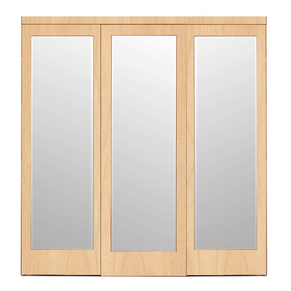 Impact Plus 90 In X 80 Mir Mel Stain Grade Maple Mirror Solid 90 In X 80 Mir Mel Stain Grade Maple Mirror Solid Core Mdf Interior Closet Sliding Door With Matching Trim