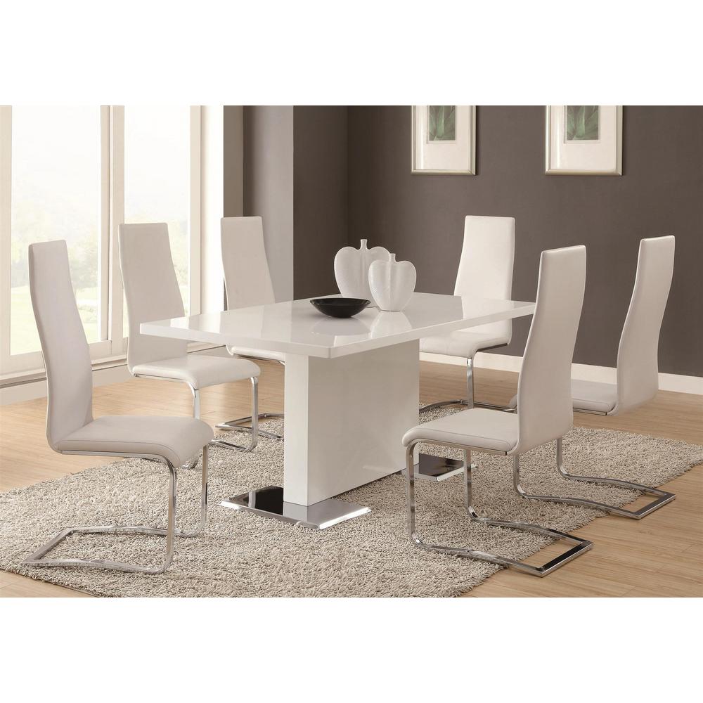 Coaster Kitchen Dining Room Furniture The Home Depot Everyday Dining White And Chrome Side Chair Set Of 4