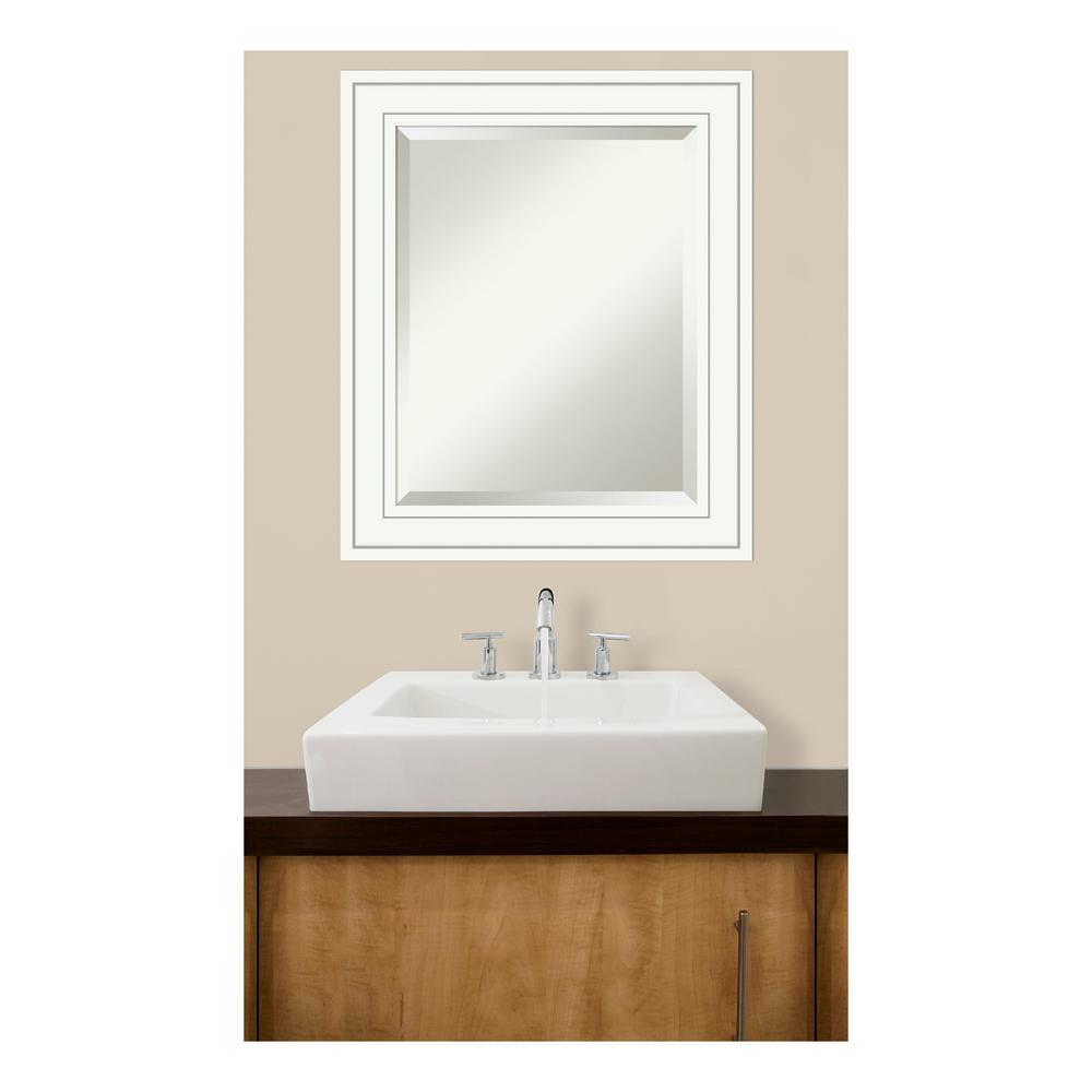 Amanti Art Craftsman 21 In W X 25 In H Framed Rectangular Beveled Edge Bathroom Vanity Mirror In White Dsw3941944 The Home Depot