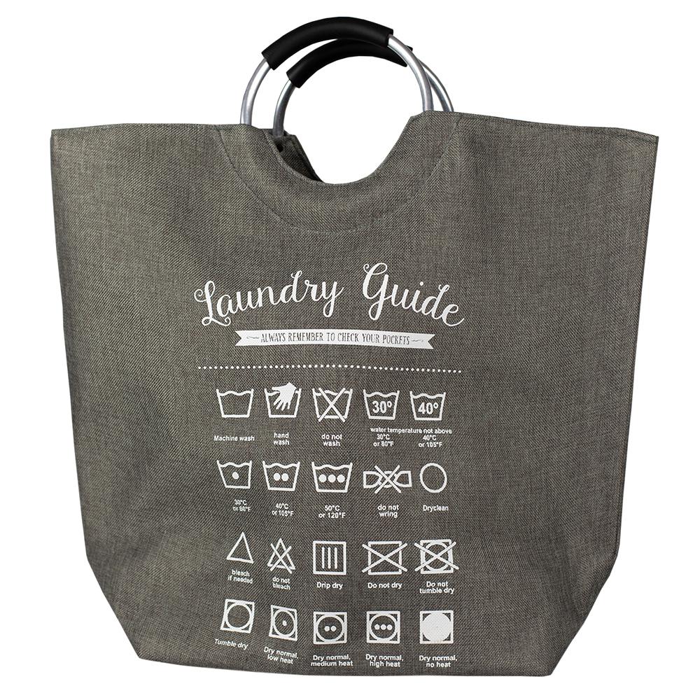 Grey Canvas Laundry Guide Hamper Tote With Soft Grip Handles Grey Canvas Laundry Guide Hamper Tote With Soft Grip Handles