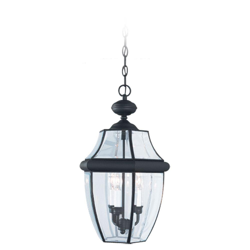 Sea Gull Lighting Lancaster 3-Light Black Outdoor Hanging Pendant-6039 ...