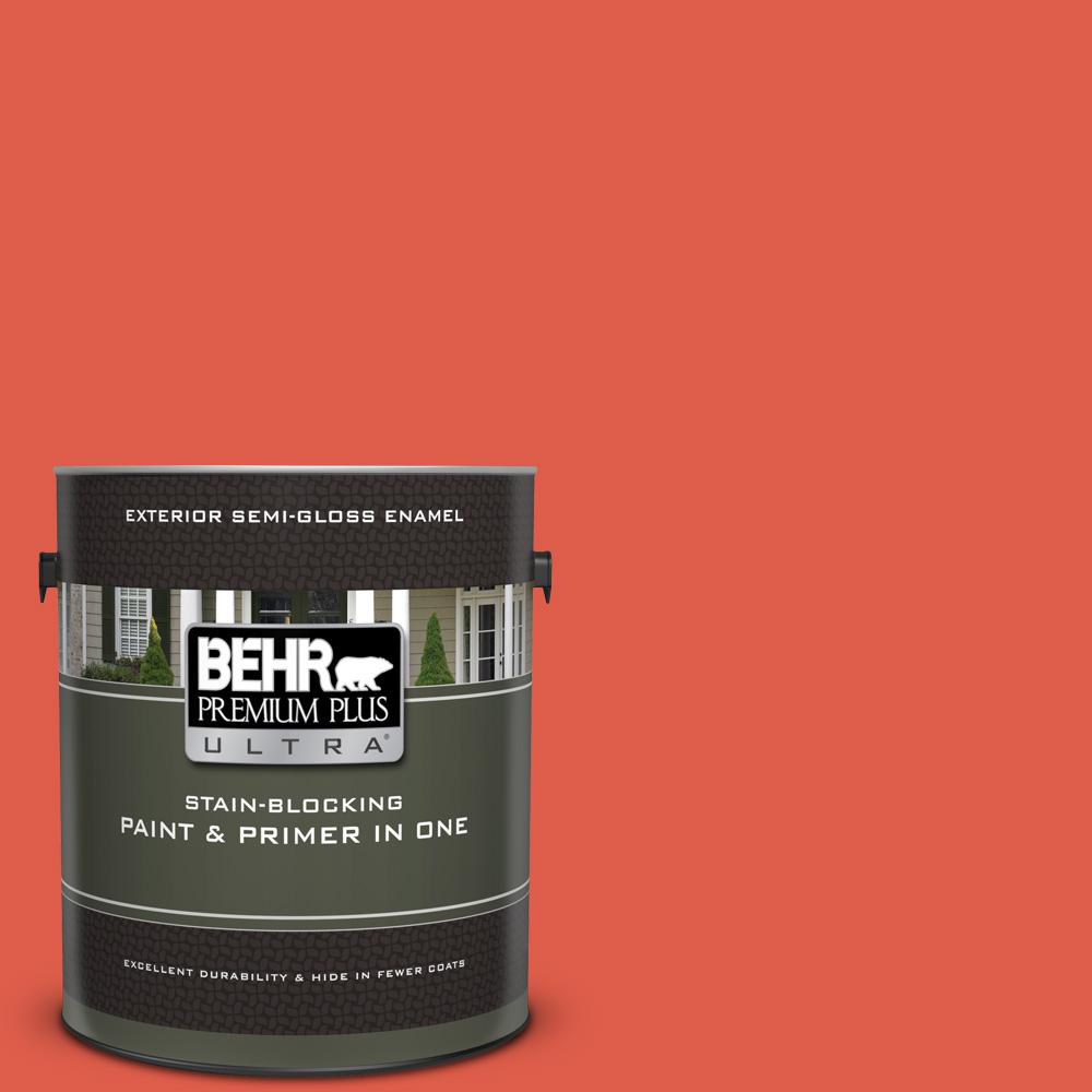 Behr Premium Plus Ultra 1 Gal P180 6 Pimento Semi Gloss Enamel P180 6 Pimento Semi Gloss Enamel Exterior Paint And Primer In One