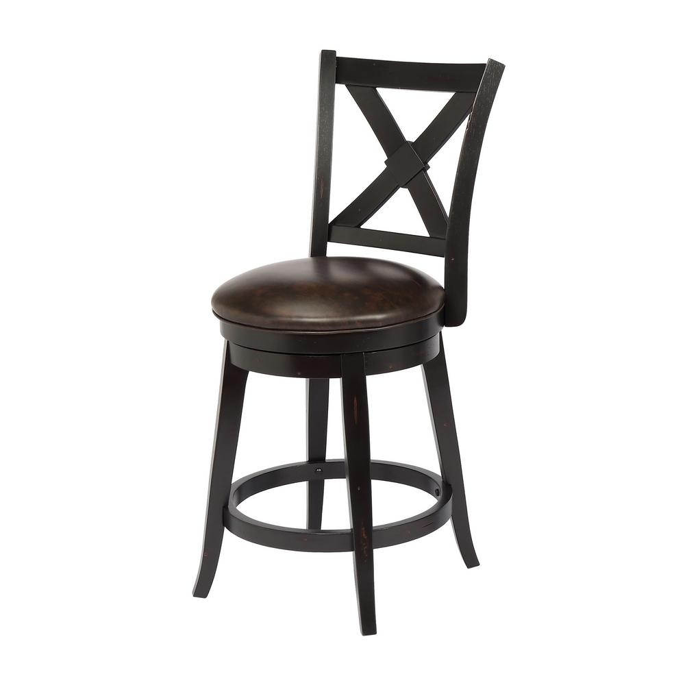 Craft Main Bailey 24 In Black Counter Height Swivel Bar Stool Individual Bsp 09222cb The Home Depot