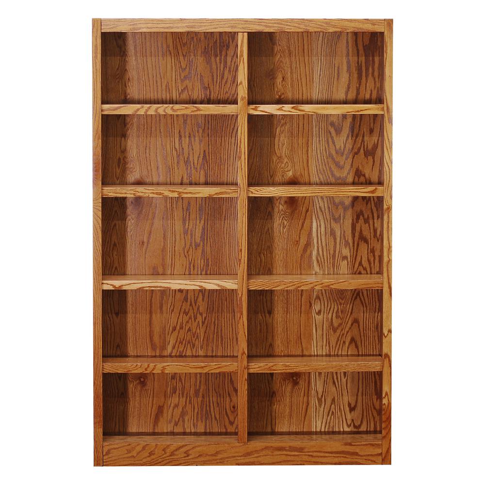 10 Adjustable Shelves Multi Colored Bookcases Home Office Midas Double Wide 10 Shelf Bookcase In Dry Oak
