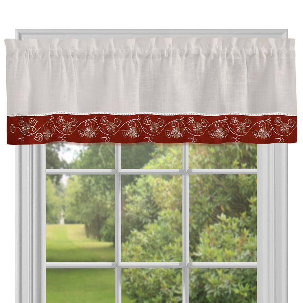 Achim SemiOpaque Oakwood Burgundy Polyester Valance Curtain 58 in. W