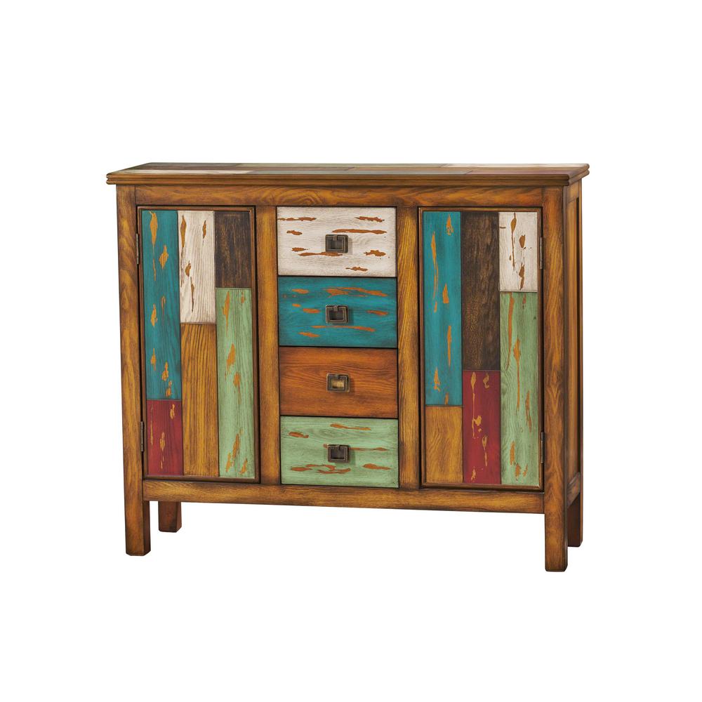Wood Multi Colored Accent Cabinet Furniture The Home Depot Everest Multicolor Cabinet Drawer With 2 Doors