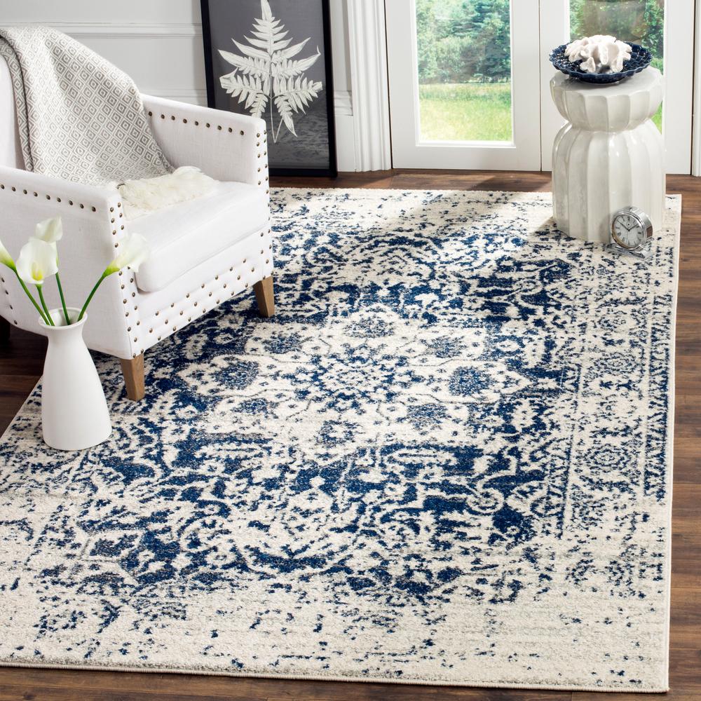 Safavieh Madison Cream Navy 9 Ft X 12 Ft Area Rug Mad603d 9 The Home Depot