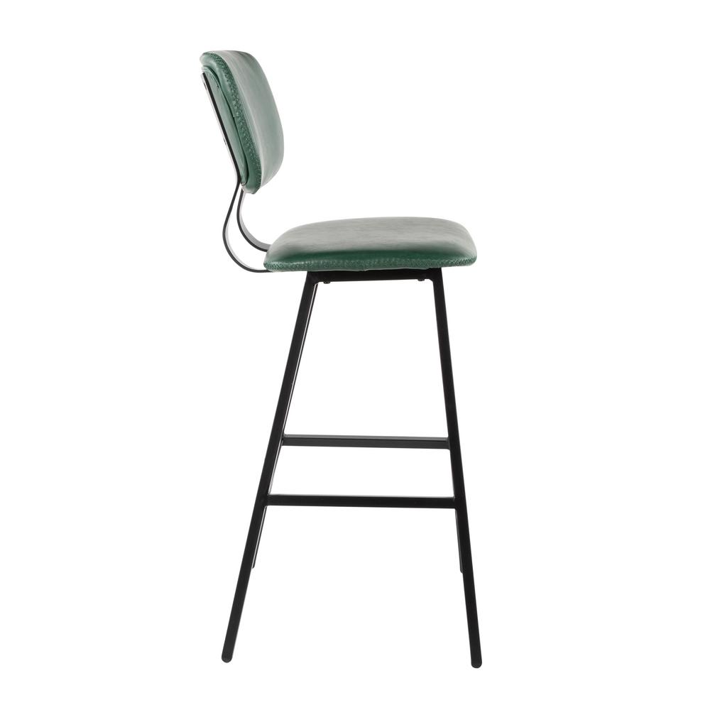 Lumisource Foundry 30 In Green Faux Leather Upholstery Bar Stool