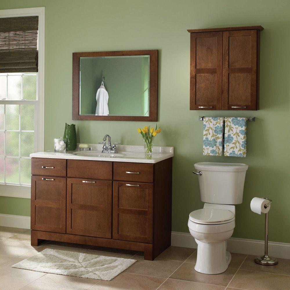 Glacier Bay Casual 25 1 2 In W X 29 In H X 7 1 2 In D Bathroom Storage Wall Cabinet In Cognac Ttcy Aco The Home Depot