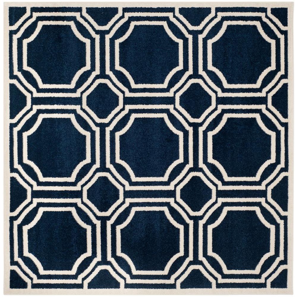 Square Outdoor Rugs Natural/ Blue Indoor Outdoor Floral Area Rug 6 ...