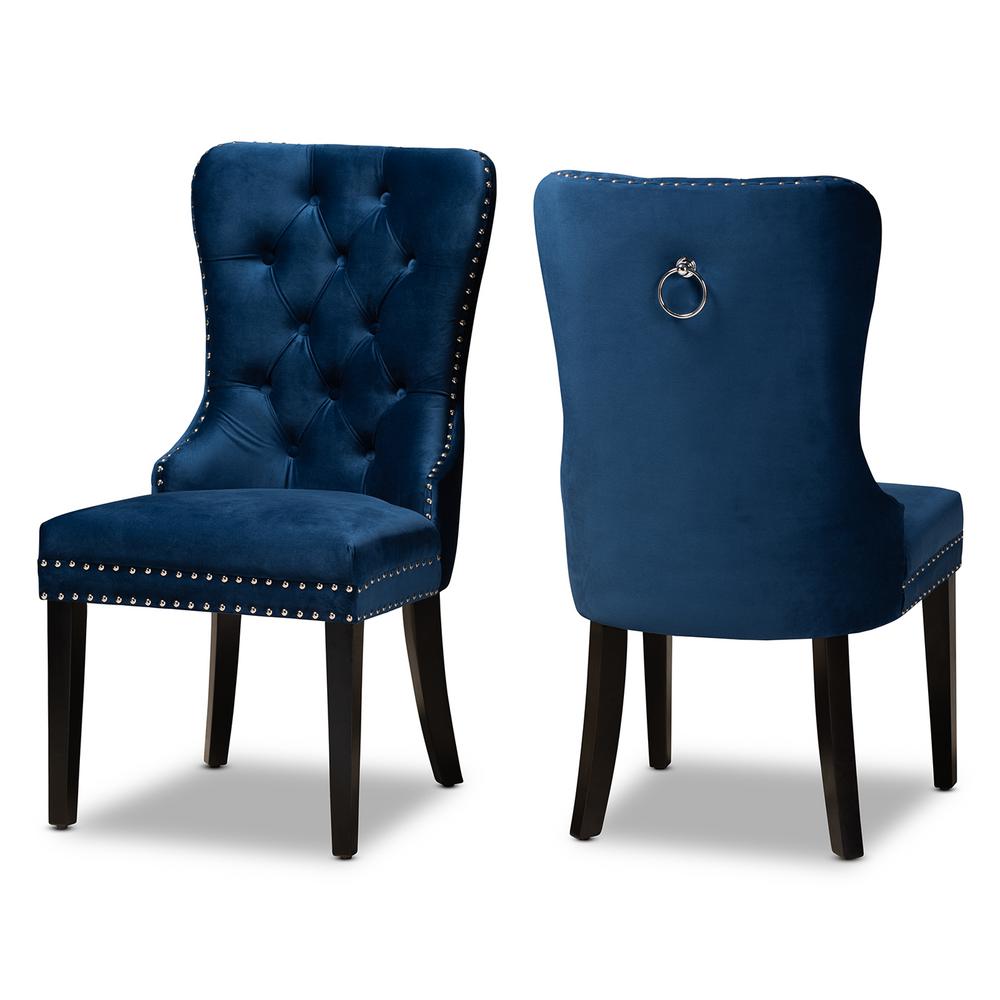 Baxton Studio Remy Navy Blue Wood Dining Chairs Set Of 2 162 2pc