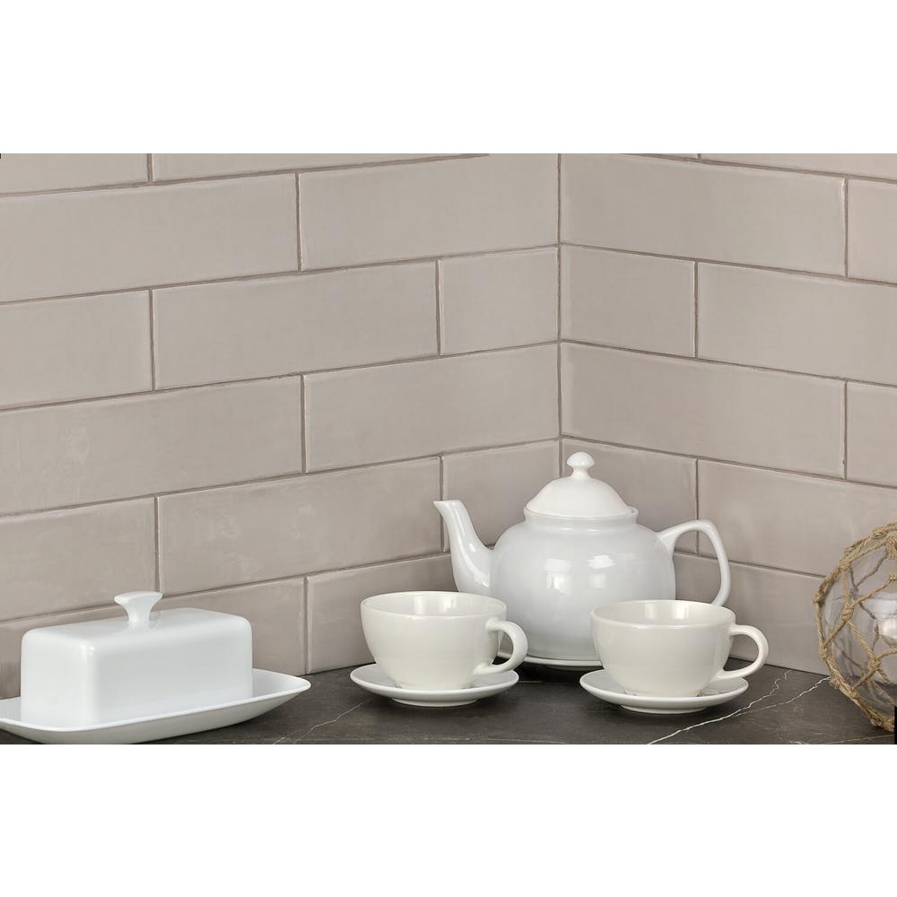 x 12 in 8mm Polished Ceramic Subway Tile 5.38 sq. ft. // Box Birmingham Taupe 3 in