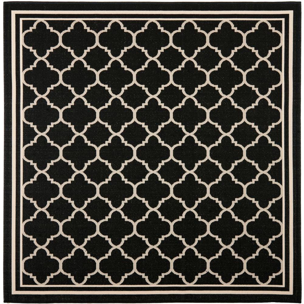 Square Black Outdoor Rugs The Home Depot Courtyard Black Beige 4 Ft X Indoor Outdoor Square Area