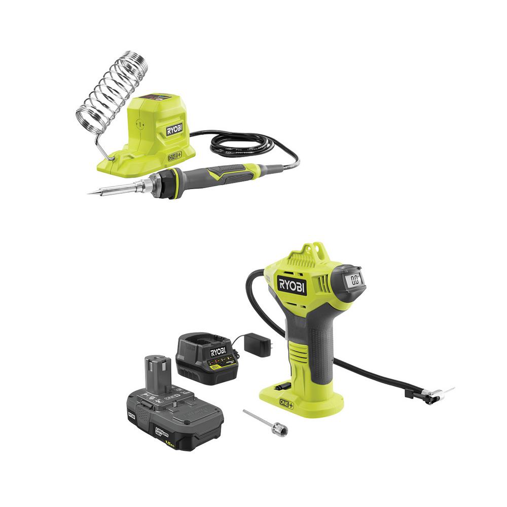 RYOBI 18Volt ONE+ 40Watt Soldering Iron (ToolOnly) and ONE+ Inflator