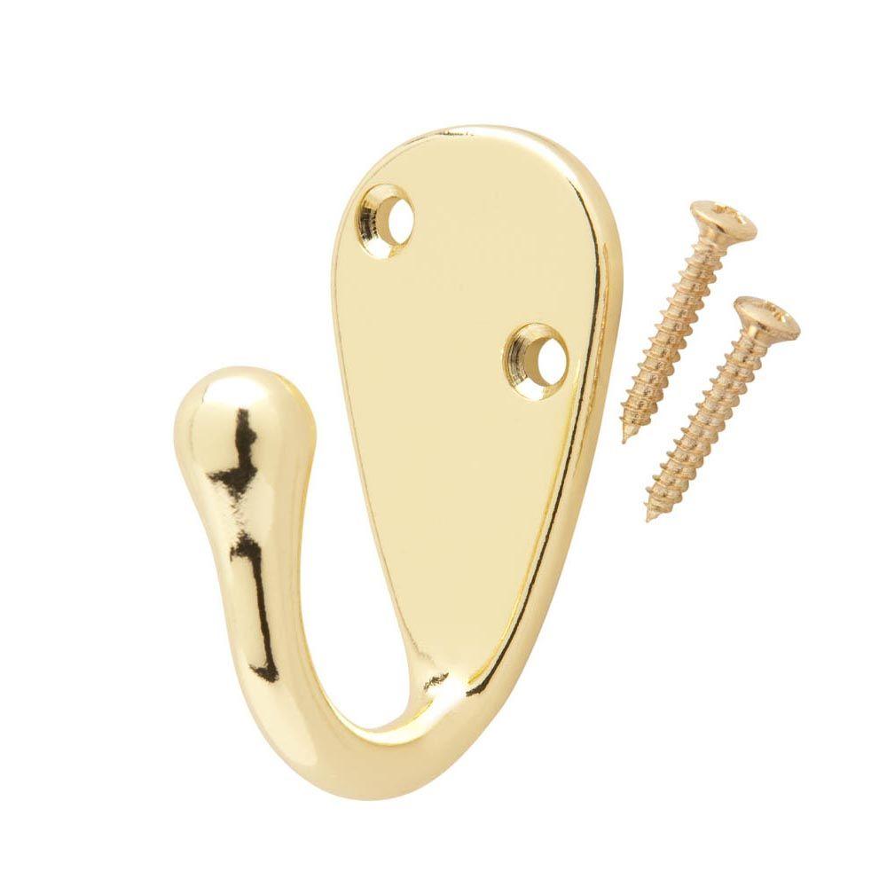 thumbnail image 2 of 10 Pack Warwick Polished Brass Single Hooks – Coat, Robe, Towel, Utility – BH2001PB 2 of 4