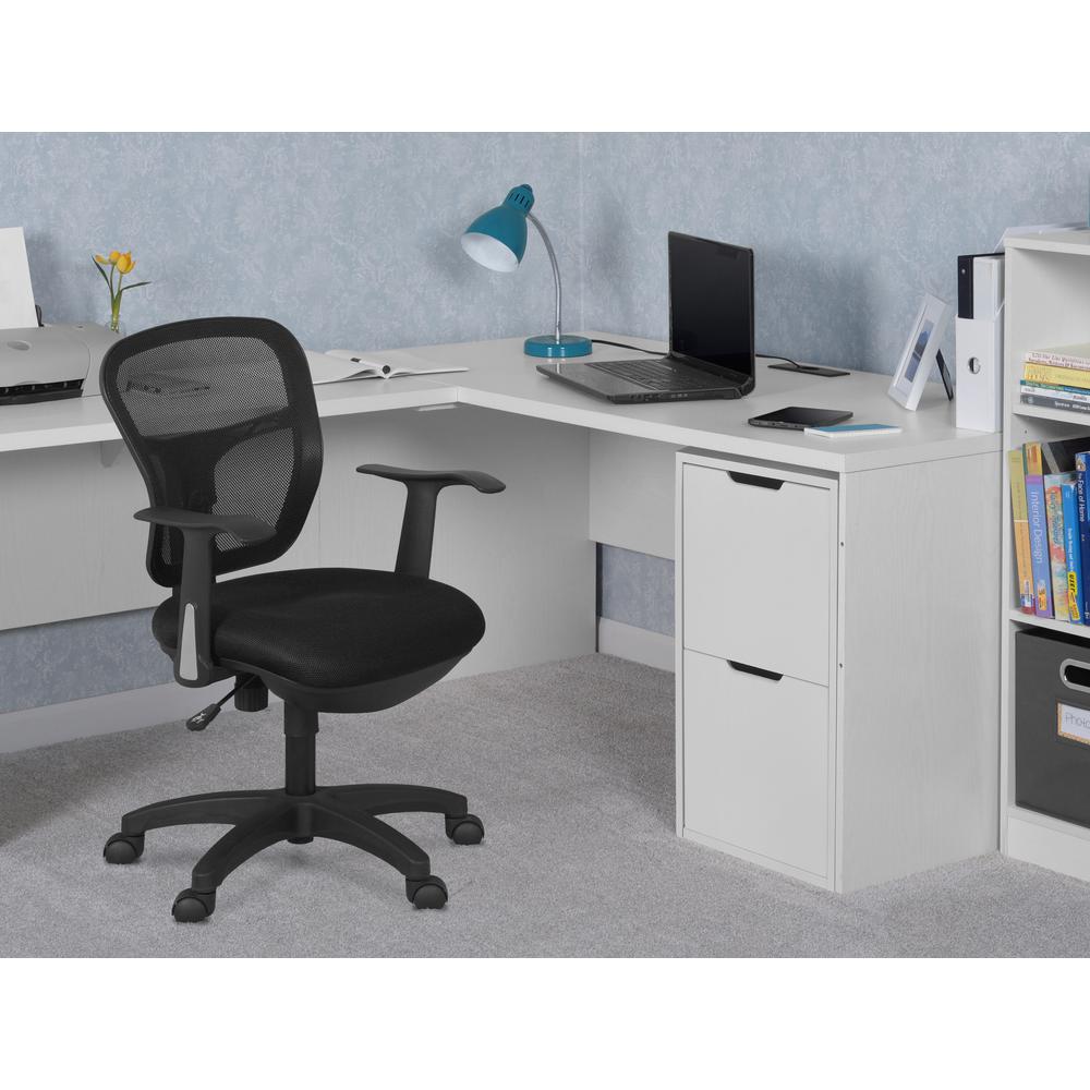 Niche Mod Freestanding Pedestal Two Drawer Filing Cabinet White Wood Grain