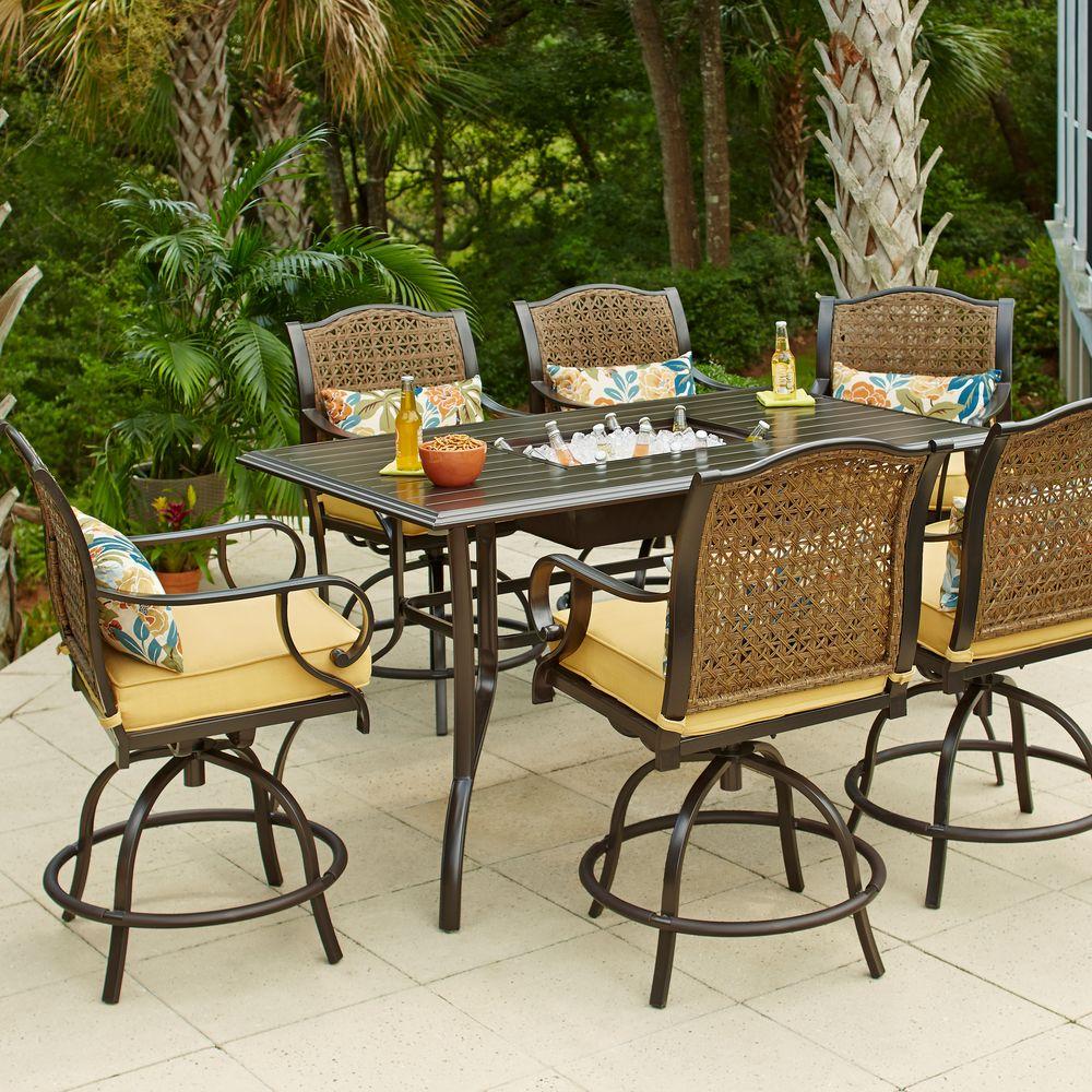 Hampton Bay Vichy Springs 7Piece Patio High Dining SetFRS80589AHST  The Home Depot