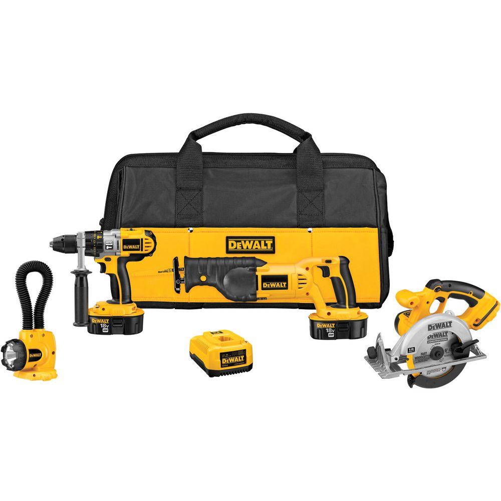 DEWALT 18Volt XRP NiCd Cordless Combo Kit (4Tool) with (2) Batteries