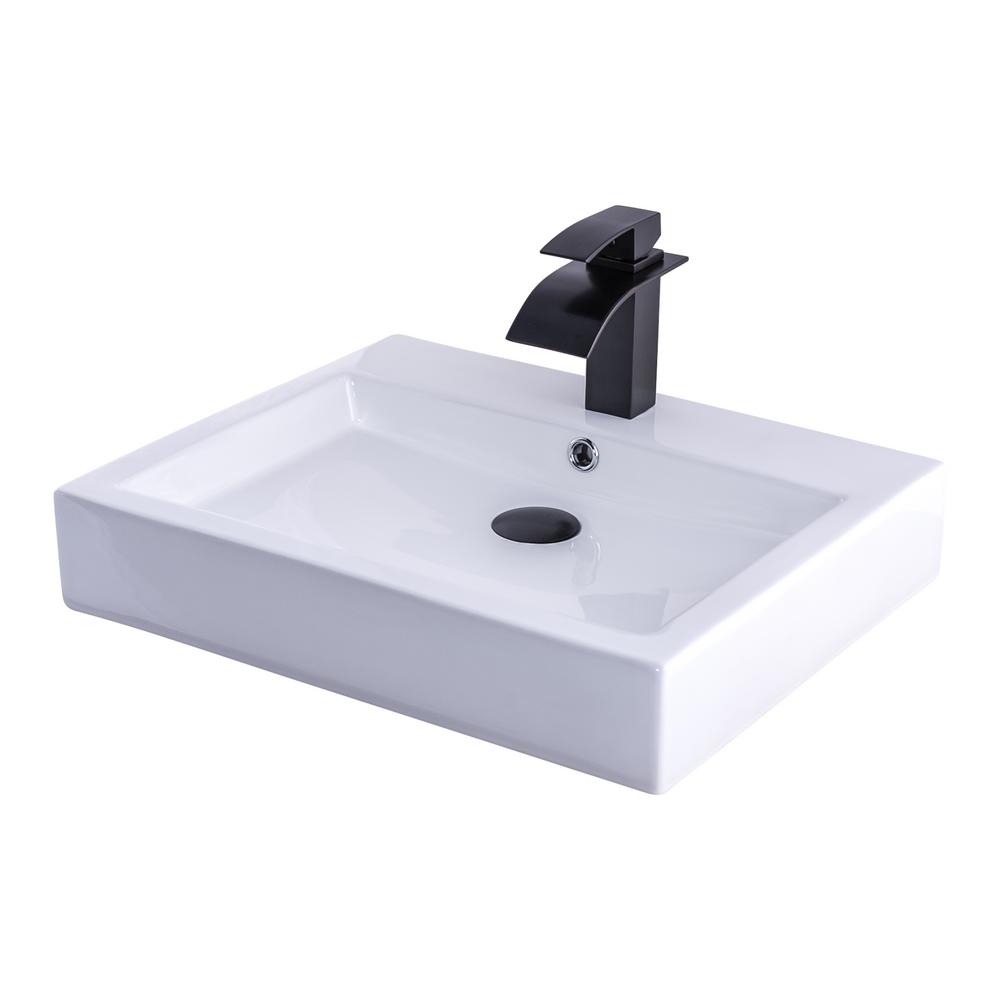 Novatto Vessel Sink In White With Faucet In Oil Rubbed Bronze Nsfc
