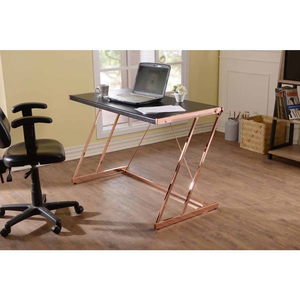 Acme Furniture Black And Rose Gold Finis Writing Desk With Usb