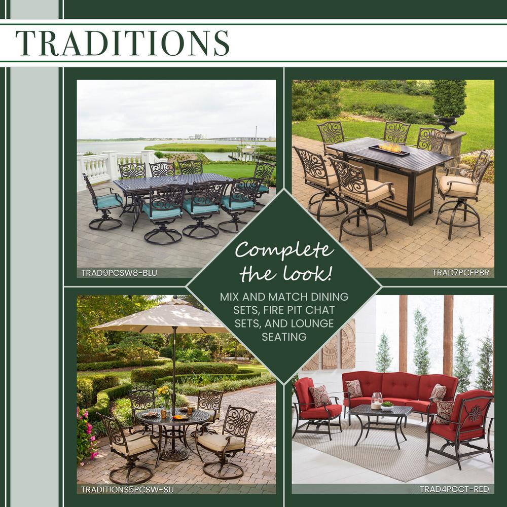 Hanover Traditions 2 Piece Aluminum Patio Conversation Set With Red Cushions Cast Top Coffee Table And Crescent Sofa Trad2pcct Red The Home Depot