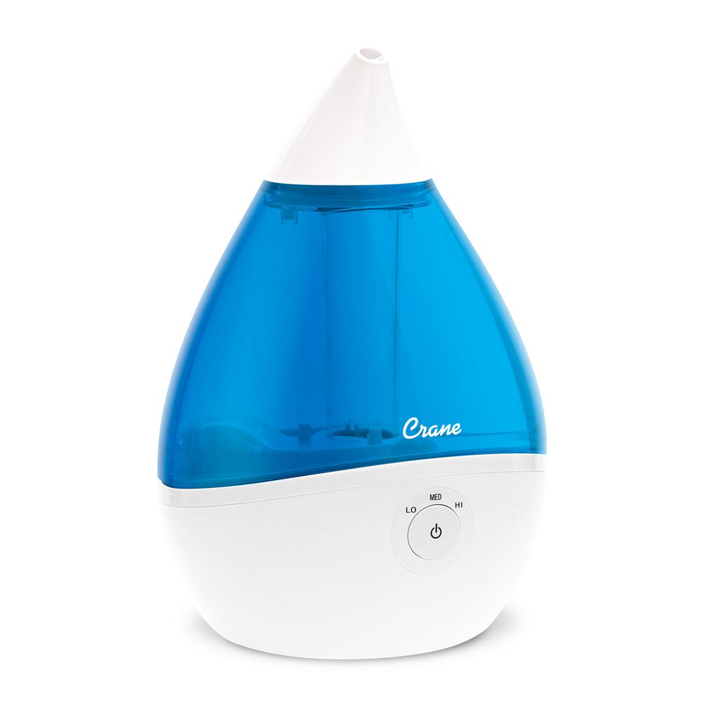 Crane 1 Gal Top Fill Drop Cool Mist Humidifier With Sound Machine For Medium To Large Rooms Up To 500 Sq Ft Blue White Ee 5306 The Home Depot