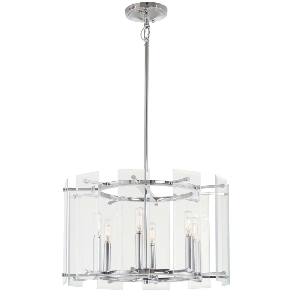 Minka Lavery Beacon Trace 6 Light Chrome Pendant With Clear Beveled Glass Shade