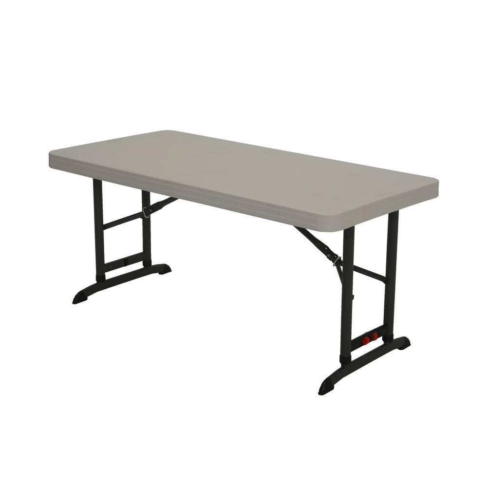 Enduro 48 In Earth Tan Plastic Portable Crawlfish Table Ta48fcf01 Almond Plastic Adjule Height Folding High Top Table