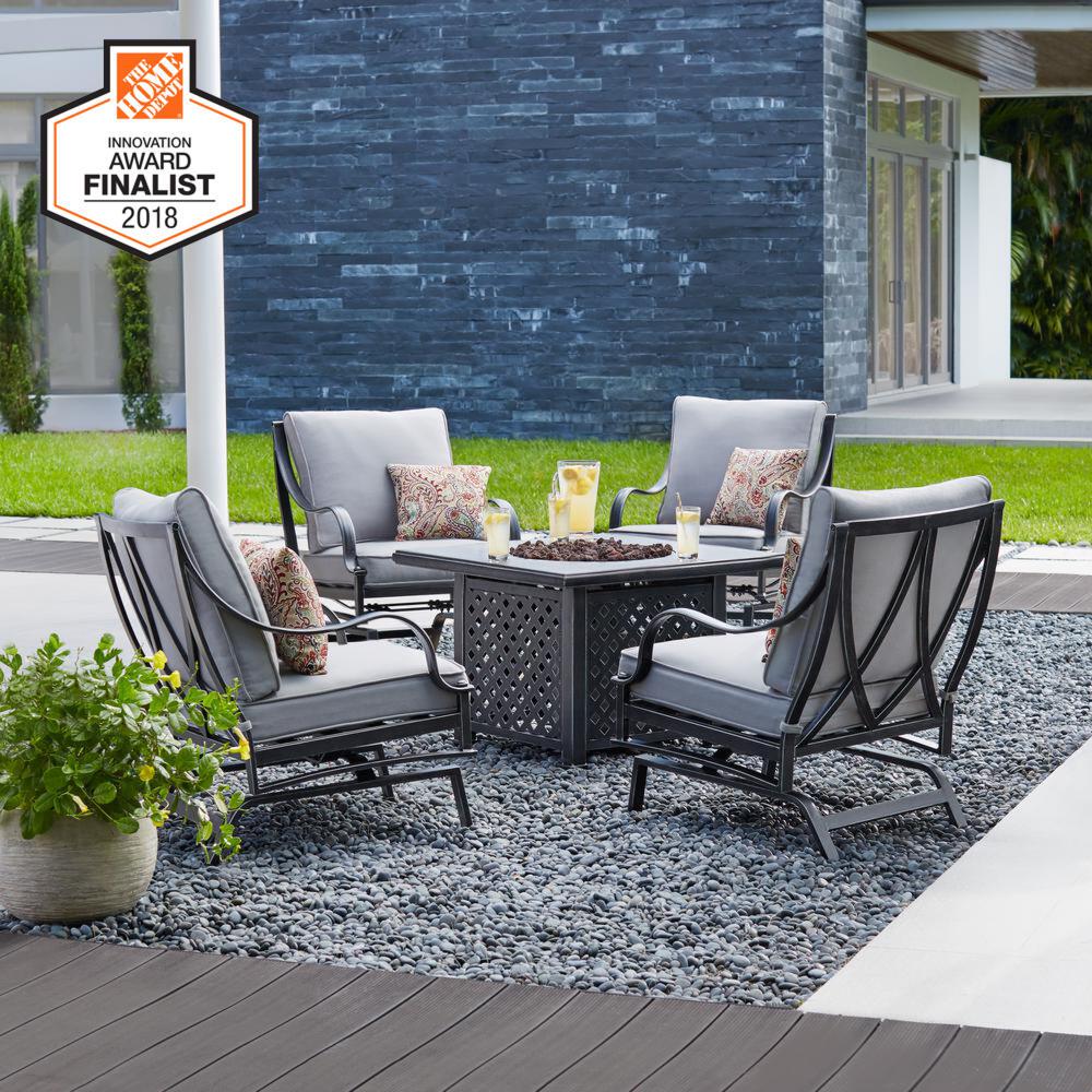 Hampton Bay Highland Point Black Pewter 5 Piece Aluminum Outdoor 