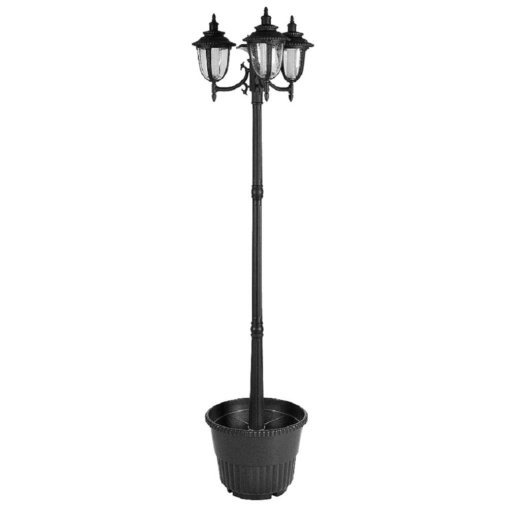 SunRay Hannah 3-Light Outdoor Black Integrated LED Solar Lamp Post and