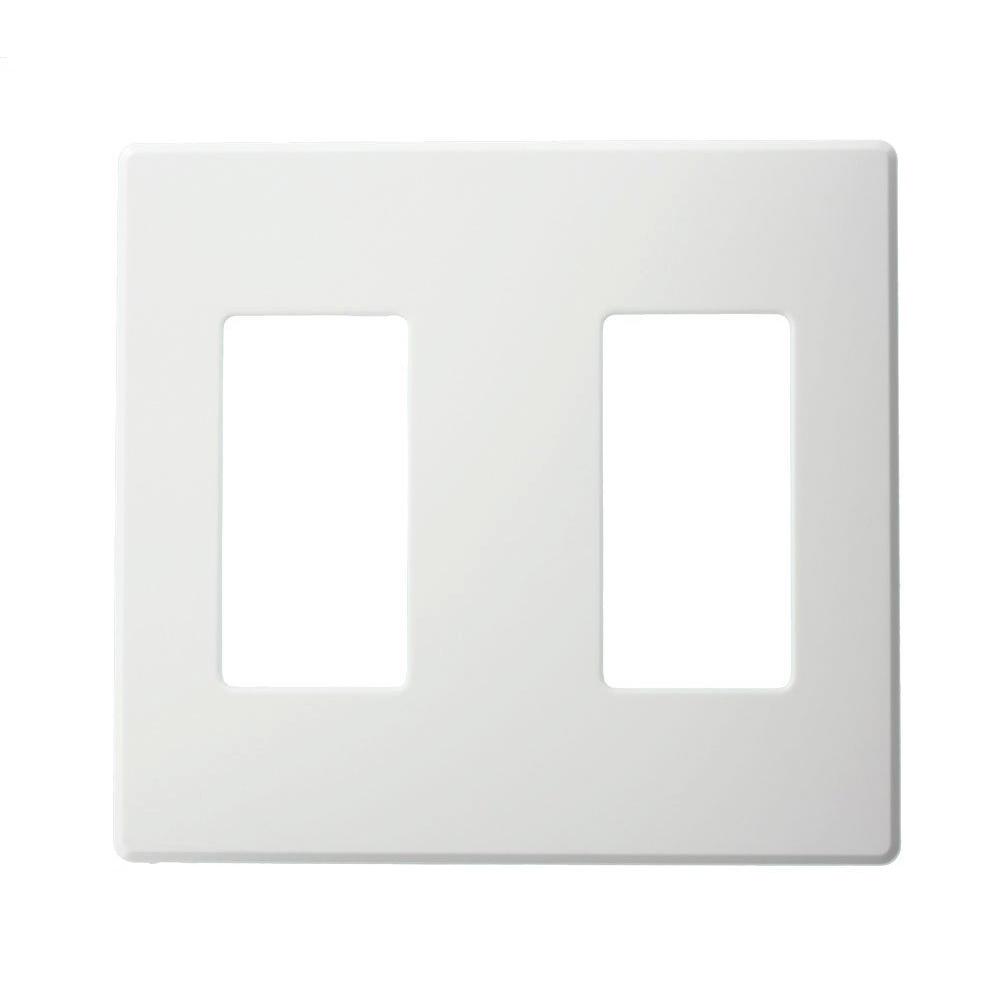 Leviton 2Gang Narrow Fins Left On Renoir II Wall Plate in WhiteAWP0F