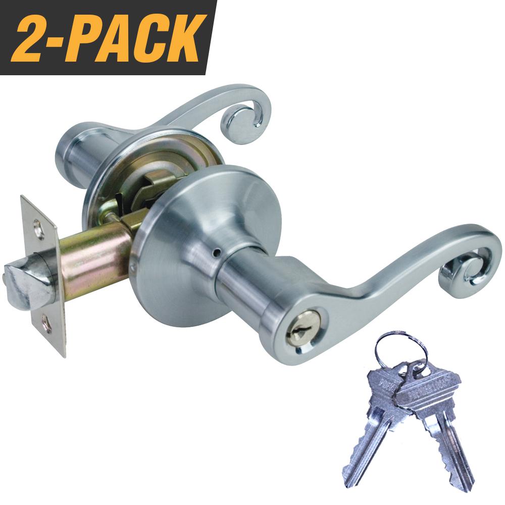 Premier Lock Satin Nickel Light Commercial Duty Door Lever Lock Set