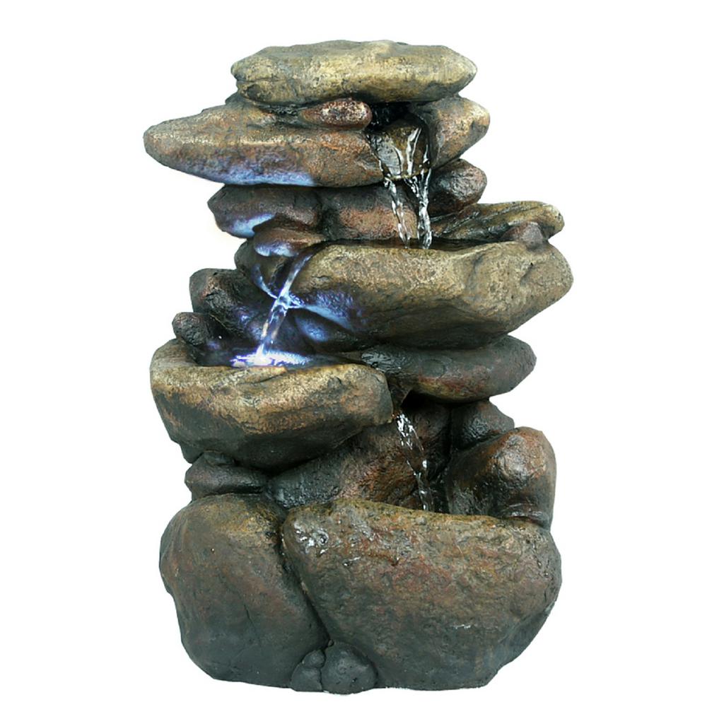 Alpine 11 in. 3-Tier Rock Tabletop Fountain-WIN472 - The Home Depot