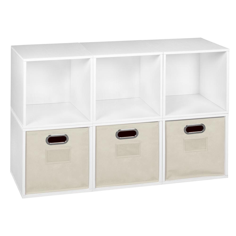 Niche Cubo 39 in. W x 26 in. H White Wood Grain/Natural 6-Cube and 3 ...