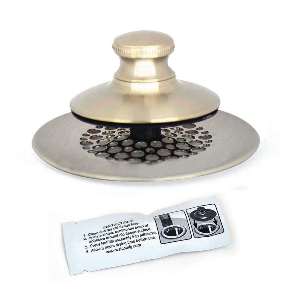 Watco 2 875 In Simpliquick Push Pull Bathtub Stopper Grid Strainer And Silicone Nickel