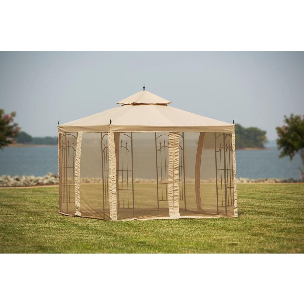 Hampton Bay Replacement Netting Outdoor Patio For 10 Ft X Arrow Gazebo 61821 Net The Home Depot Hampton Bay Replacement Netting Outdoor