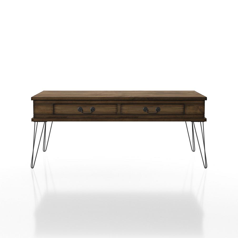 Furniture Of America Amande Rustic Oak 2 Drawer Coffee Table Idf