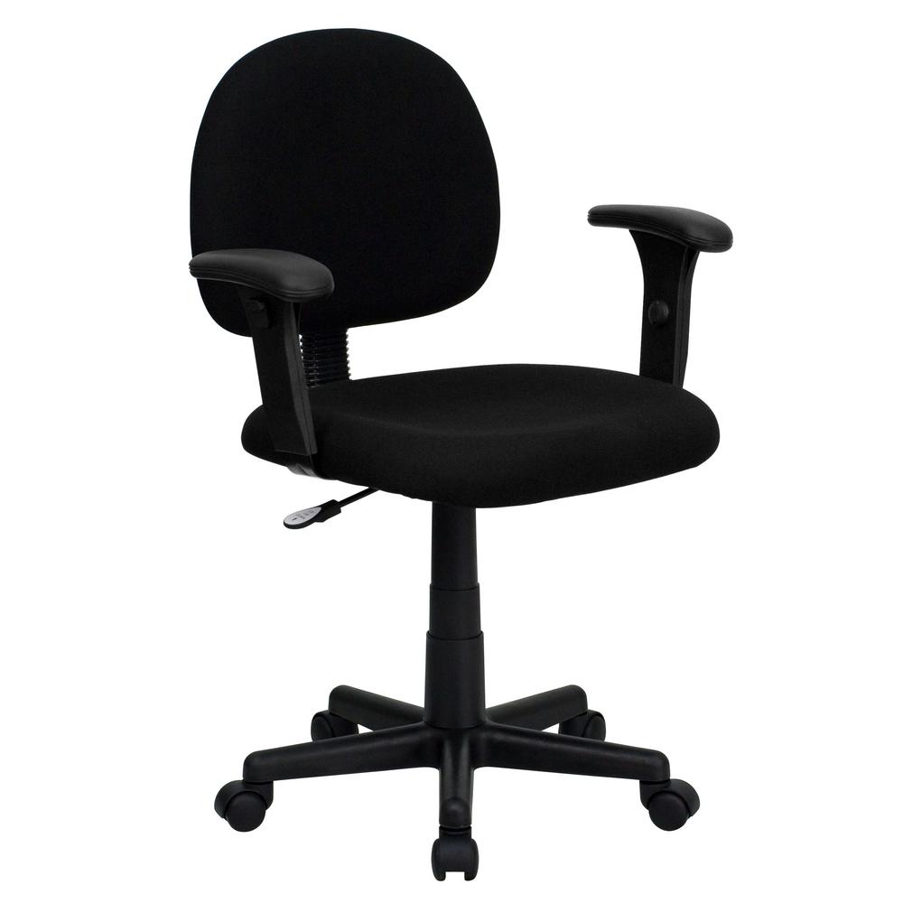 Flash Furniture Low Back Ergonomic Black Fabric Swivel Task Chair Flash Furniture Low Back Ergonomic Black Fabric Swivel Task Chair With Height Adjustable Arms