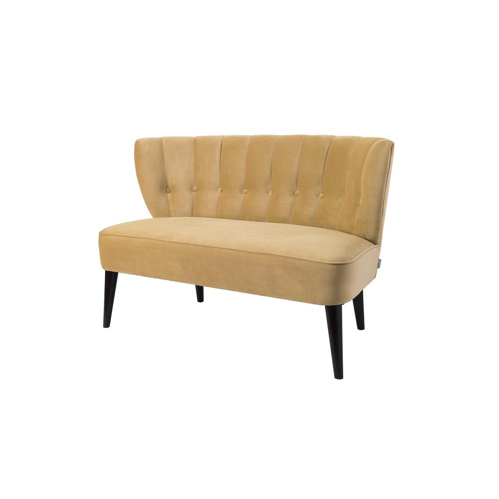 Yellow Settee Fabric Furniture The Home Depot Becca Tufted Settee Gold