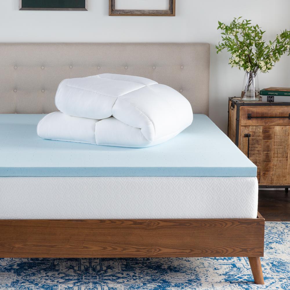 Brookside 4 in. King Pillow Top and Gel Memory Foam Mattress Topper ...