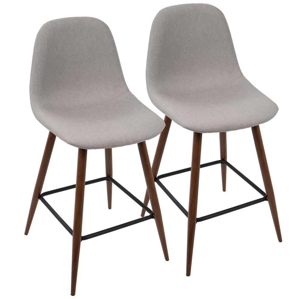 Walnut and light grey counter stool set of 2