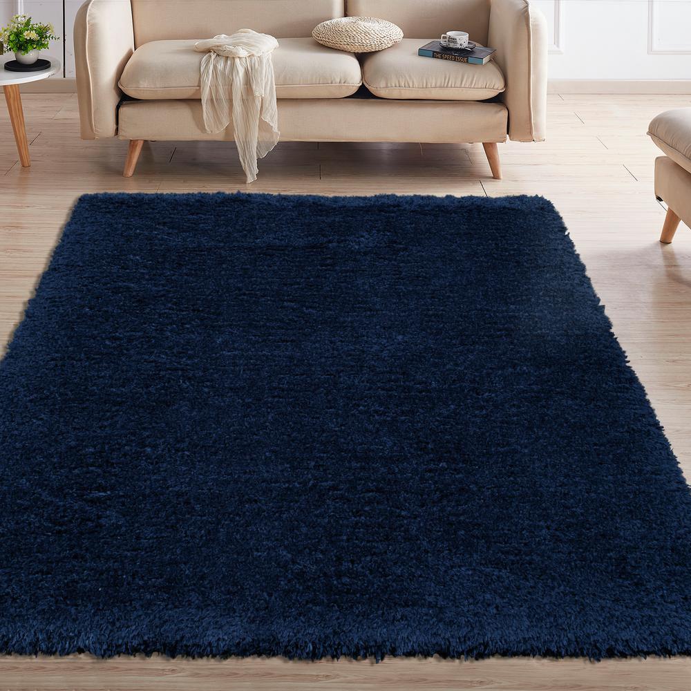 Ottomanson Pure Fuzzy Flokati Navy 5 Ft X 7 Ft Faux Sheepskin Indoor Kids Area Rug Ffr1006 5x7 The Home Depot