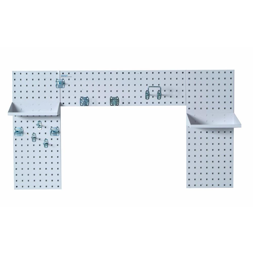 LocBoard 3/8 in. White (3) 18Gauge Steel Square Hole Pegboard Laundry