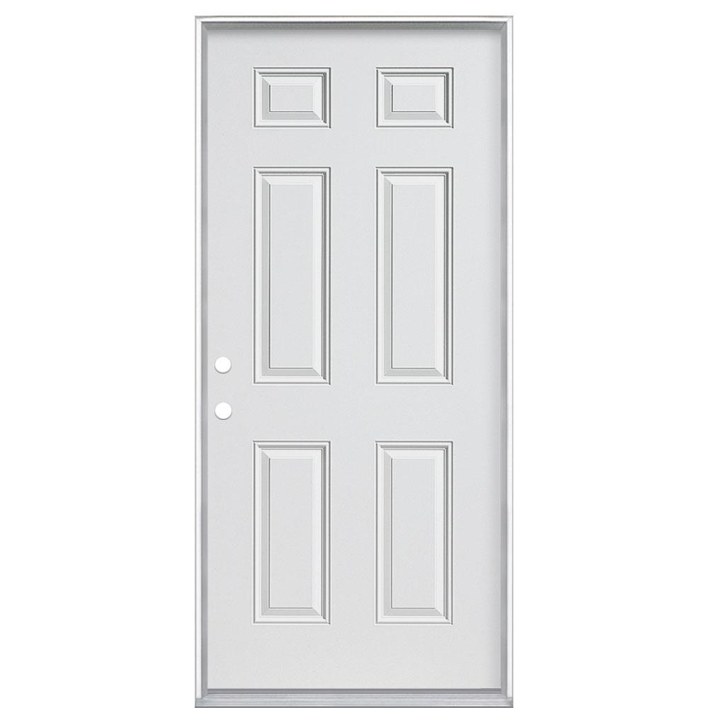 Masonite 36 In X 80 In Utility 6 Panel Right Hand Inswing Primed