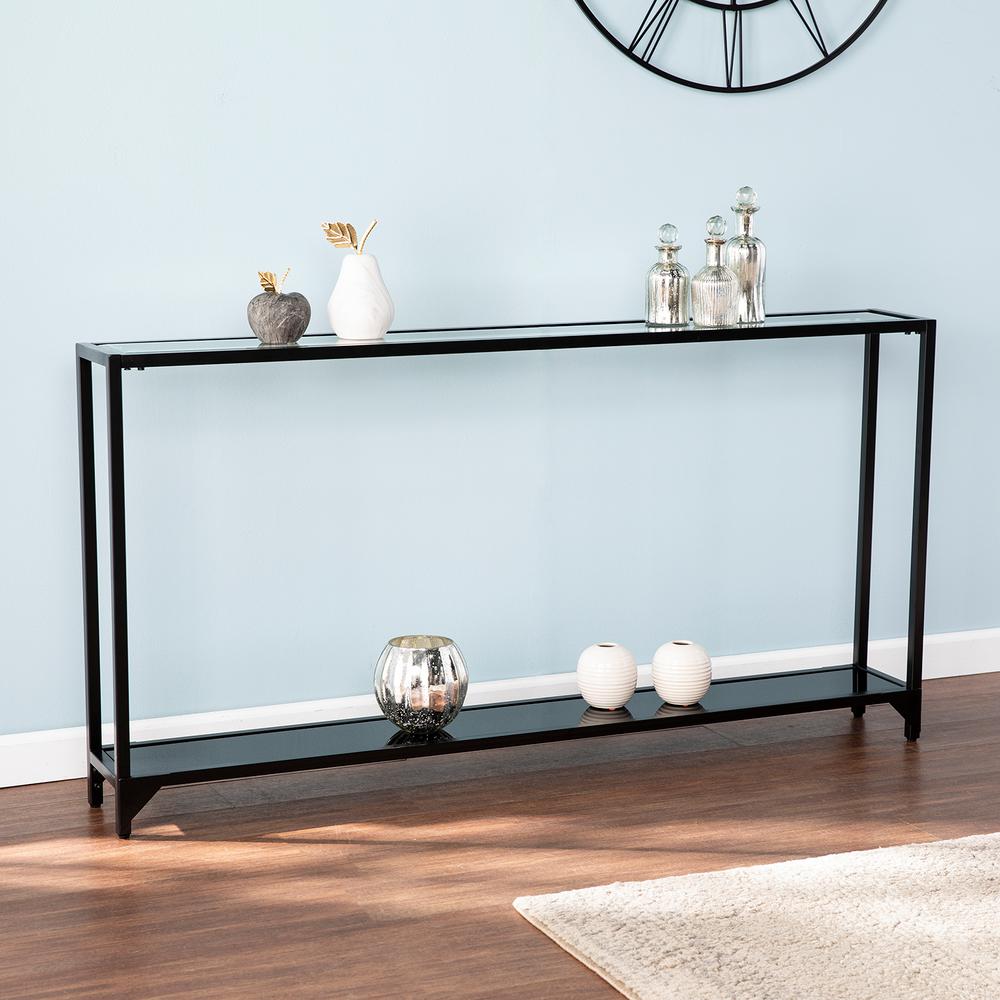 glass and metal console table