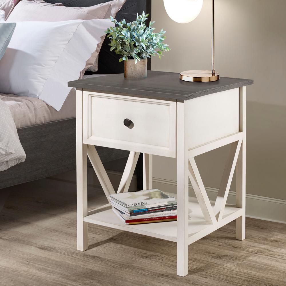 Welwick Designs 19" 1 Drawer Wood Side Table Grey