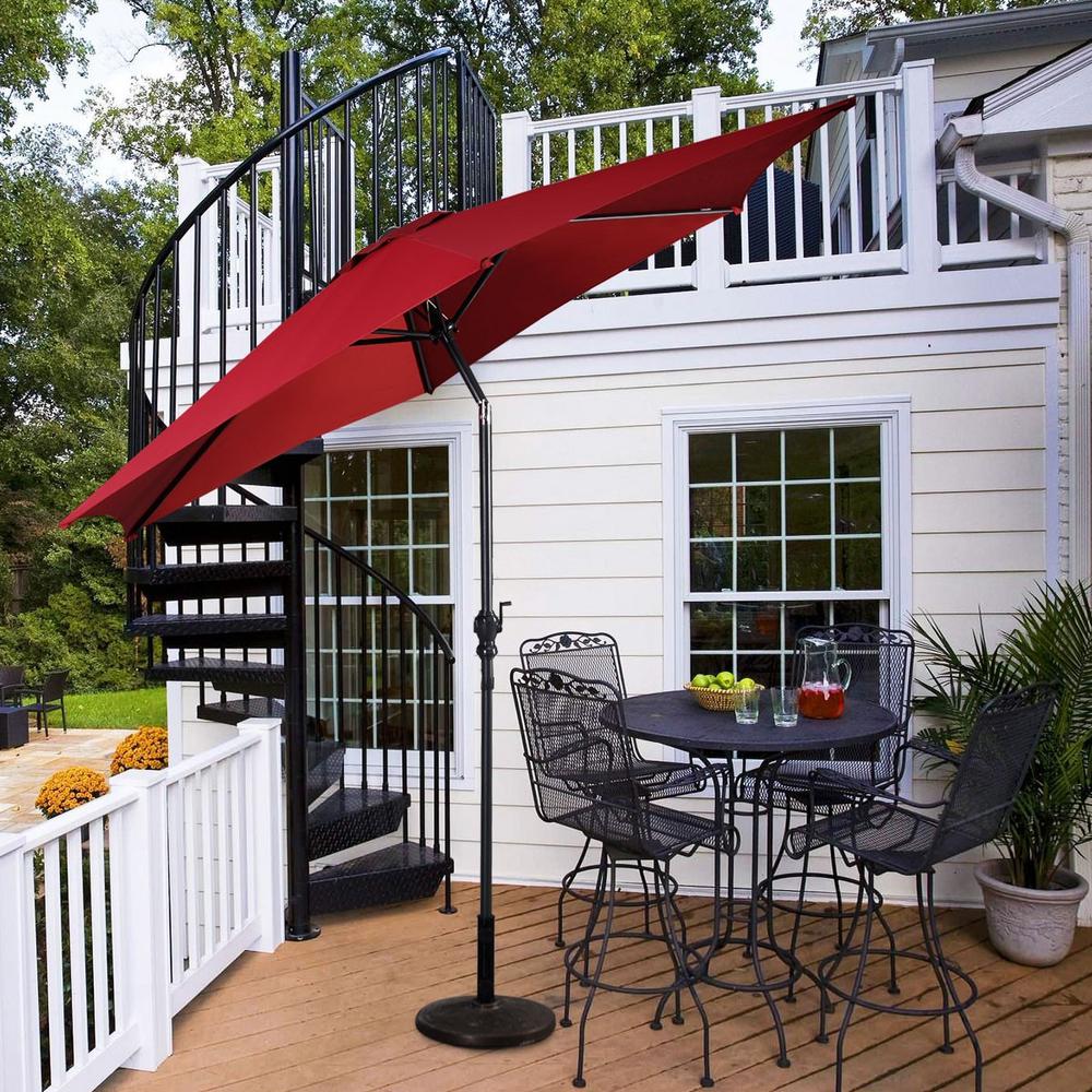 Casainc 10 Ft Steel Cantilever Solar Tilt Half Patio Umbrella In Red Without Base Wf Op2807bug The Home Depot