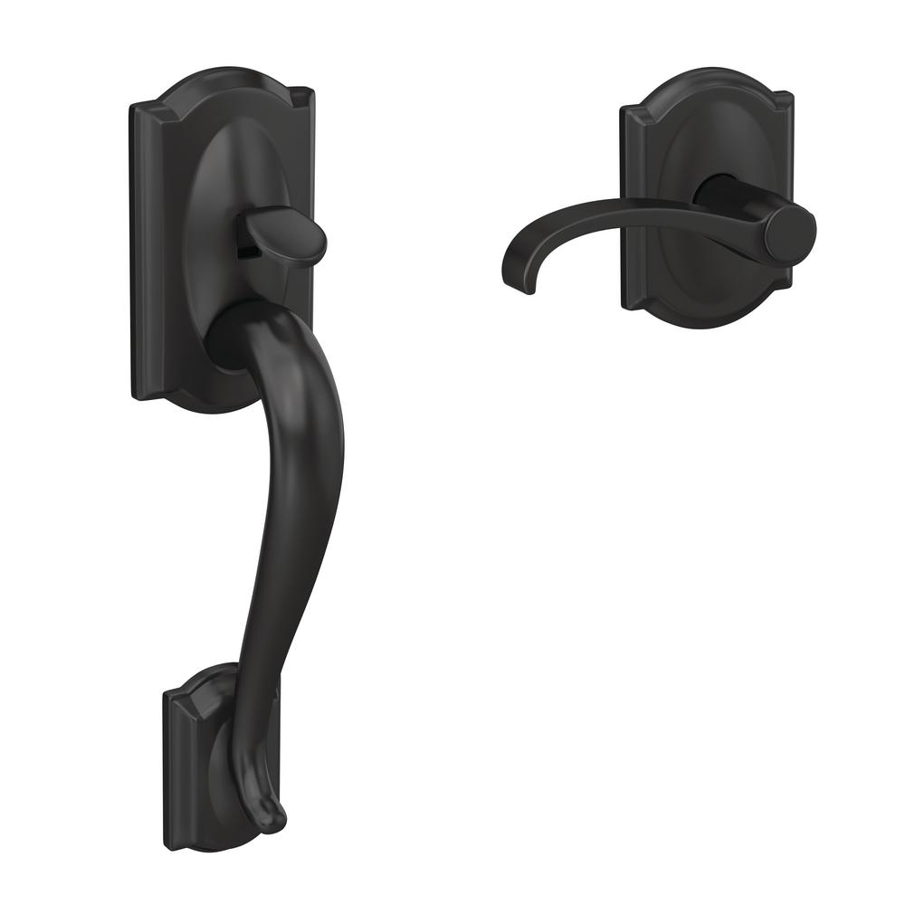 Schlage Custom Camelot Matte Black Entry Door Handle With Whitney