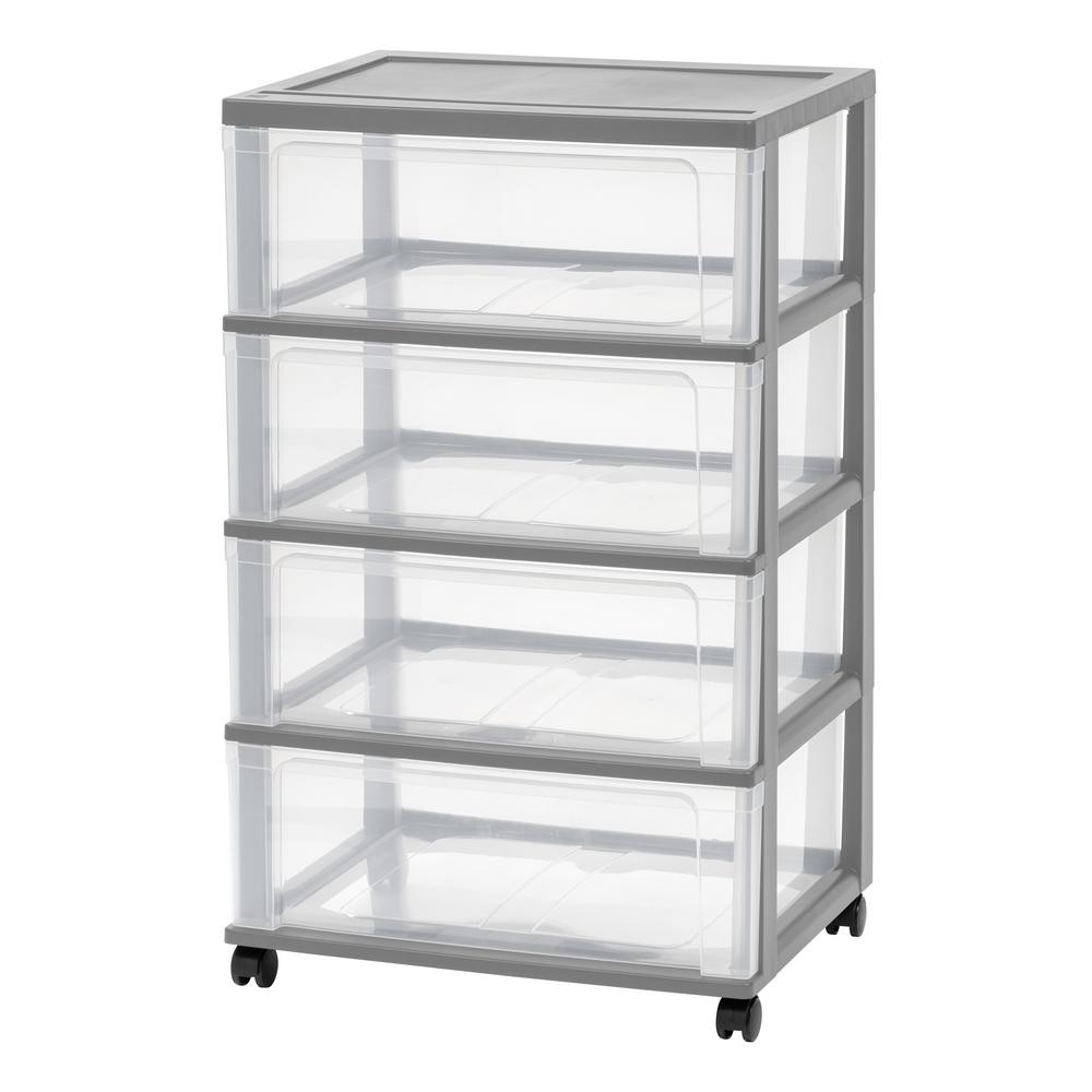 IRIS 21.25 in. x 33.81 in. Gray Plastic Storage Chest with 4Drawers